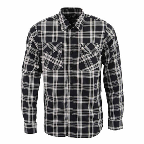 Milwaukee Leather MNG11646 Men's Flannel Plaid Shirt Black and White Long Sleeve Cotton Button Down Shirt