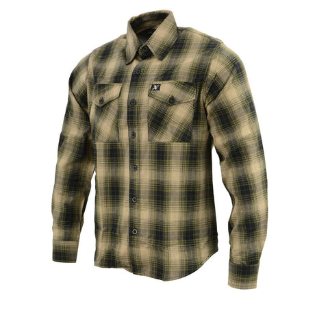 Milwaukee Leather MNG11649 Men's Grey with Black Long Sleeve Cotton Flannel Shirt