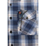 Men's "Crosswind" White/Blue Cotton Long Sleeve Flannel Shirt - MNG11650 - by Milwaukee Leather