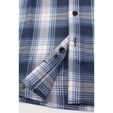 Men's "Crosswind" White/Blue Cotton Long Sleeve Flannel Shirt - MNG11650 - by Milwaukee Leather
