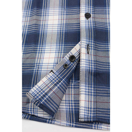 Men's 'Crosswind' White/Blue Cotton Long Sleeve Flannel Shirt - MNG11650 - by Milwaukee Leather