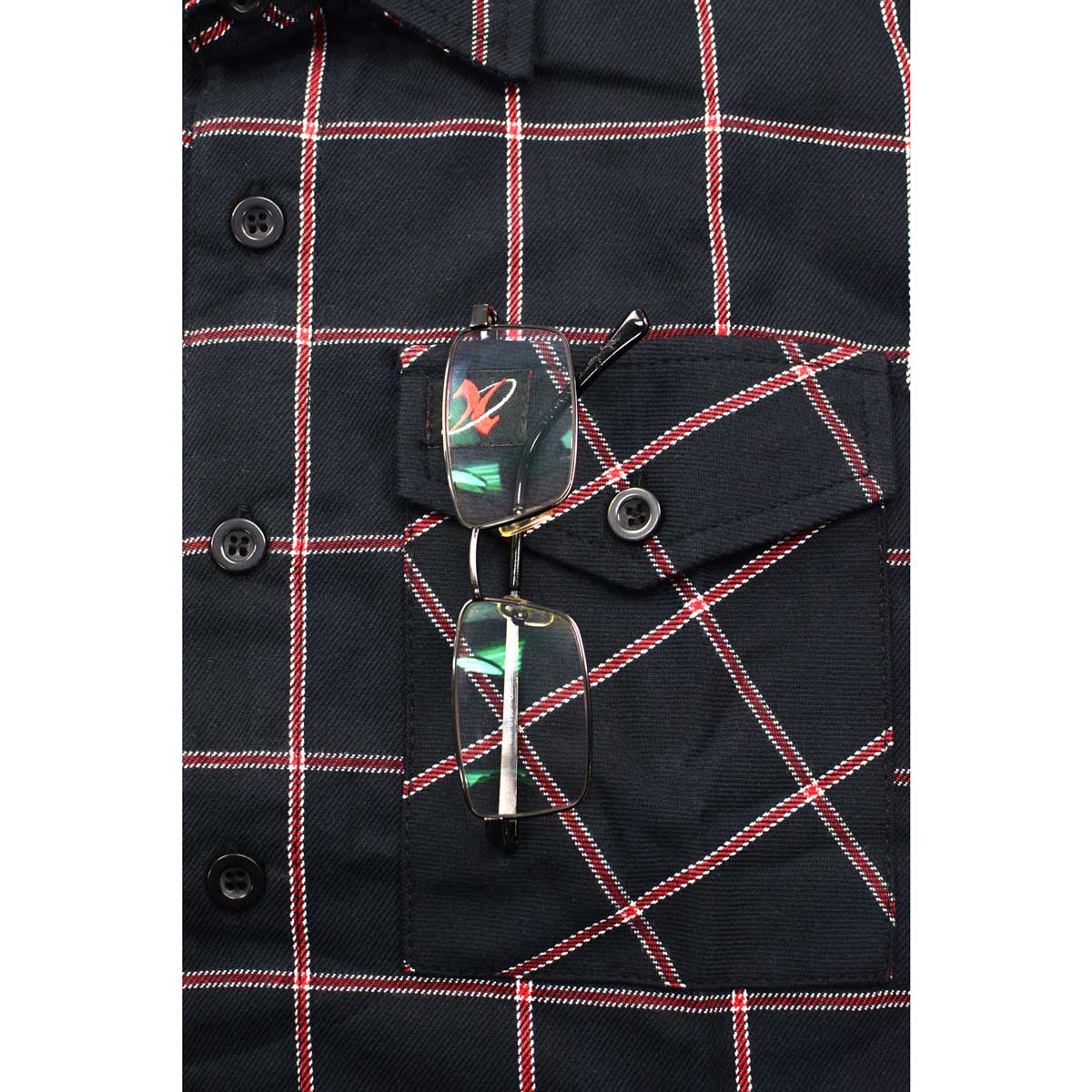 Men's "Gravelock" Black/Red Cotton Long Sleeve Flannel Shirt - MNG11651 - by Milwaukee Leather