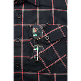 Men's "Gravelock" Black/Red Cotton Long Sleeve Flannel Shirt - MNG11651 - by Milwaukee Leather