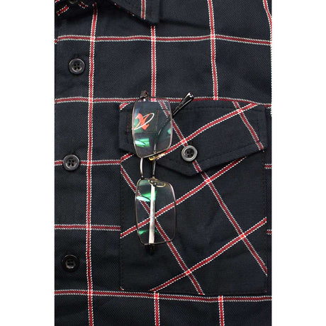 Men's "Gravelock" Black/Red Cotton Long Sleeve Flannel Shirt - MNG11651 - by Milwaukee Leather