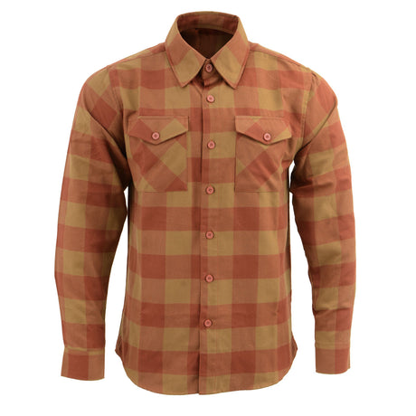 Men's "Coalridge" Brown Cotton Long Sleeve Flannel Shirt - MNG11653 - by Milwaukee Leather