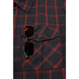 Men's "Blackhawk" Black/Red Cotton Long Sleeve Flannel Shirt - MNG11665 - by Milwaukee Leather