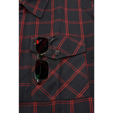 Men's "Blackhawk" Black/Red Cotton Long Sleeve Flannel Shirt - MNG11665 - by Milwaukee Leather