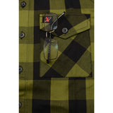Men's "Ridgeback" Black/Green Cotton Long Sleeve Flannel Shirt - MNG11668 - by Milwaukee Leather