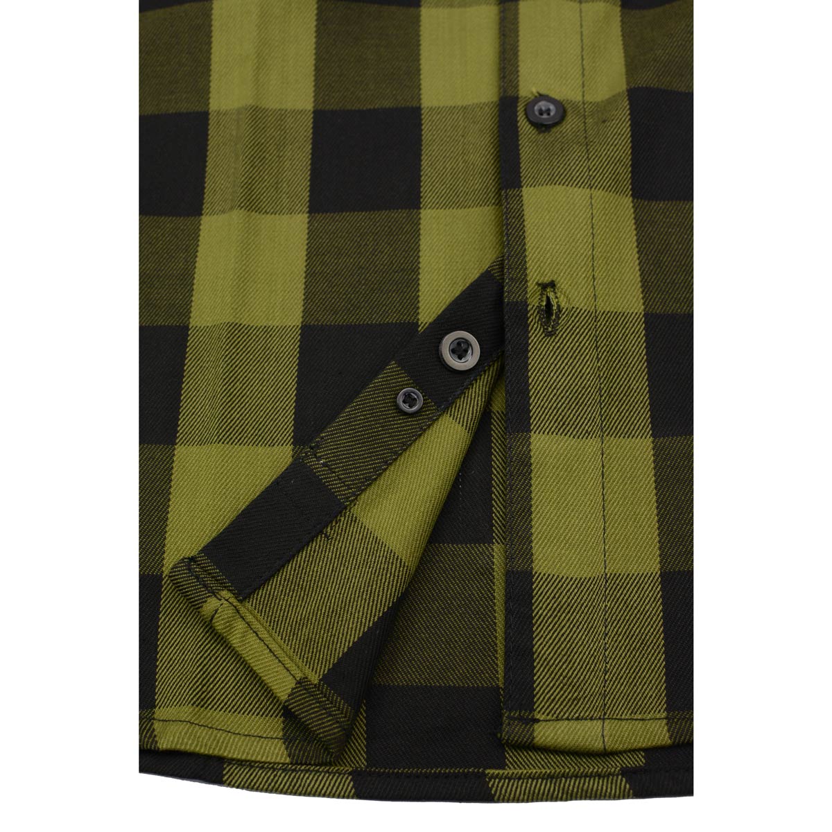 Men's "Ridgeback" Black/Green Cotton Long Sleeve Flannel Shirt - MNG11668 - by Milwaukee Leather