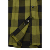 Men's "Ridgeback" Black/Green Cotton Long Sleeve Flannel Shirt - MNG11668 - by Milwaukee Leather