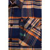 Men's "The Wolfman" Blue/Orange Cotton Long Sleeve Flannel Shirt - MNG11700 - by Milwaukee Leather