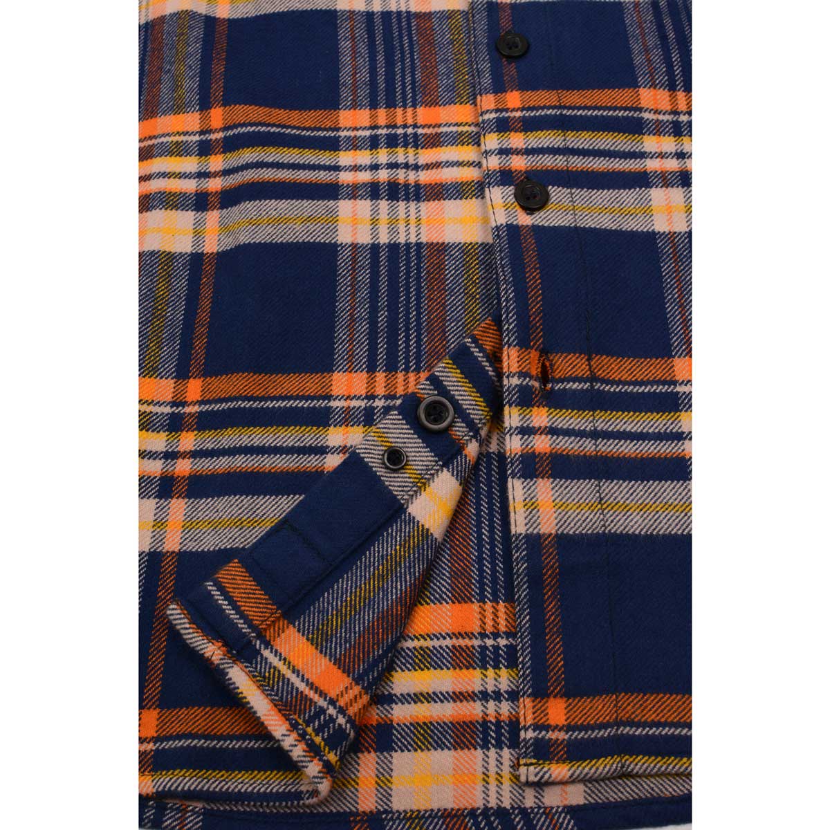 Men's "The Wolfman" Blue/Orange Cotton Long Sleeve Flannel Shirt - MNG11700 - by Milwaukee Leather