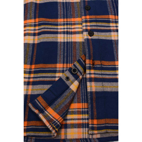 Men's "The Wolfman" Blue/Orange Cotton Long Sleeve Flannel Shirt - MNG11700 - by Milwaukee Leather