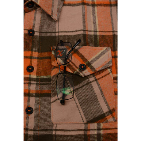 Men's "Wild One" Orange/Brown Cotton Long Sleeve Flannel Shirt - MNG11701 - by Milwaukee Leather
