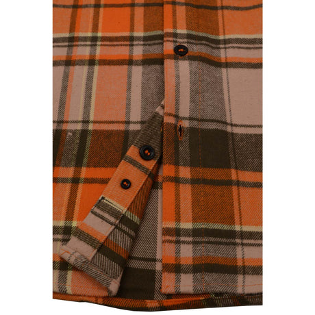 Men's "Wild One" Orange/Brown Cotton Long Sleeve Flannel Shirt - MNG11701 - by Milwaukee Leather