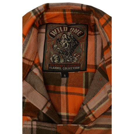 Men's "Wild One" Orange/Brown Cotton Long Sleeve Flannel Shirt - MNG11701 - by Milwaukee Leather
