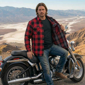 Milwaukee Motorcycle Clothing Co. Men's Reversible Plaid Flannel Shirt