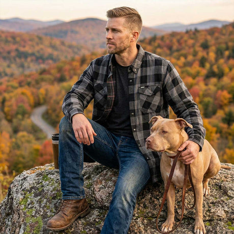 MMCC Men's Deadwood Reversible Flannel Shirt - 100% Cotton Snap Front Plaid w/ Chest and Hand Pockets - MNG11805