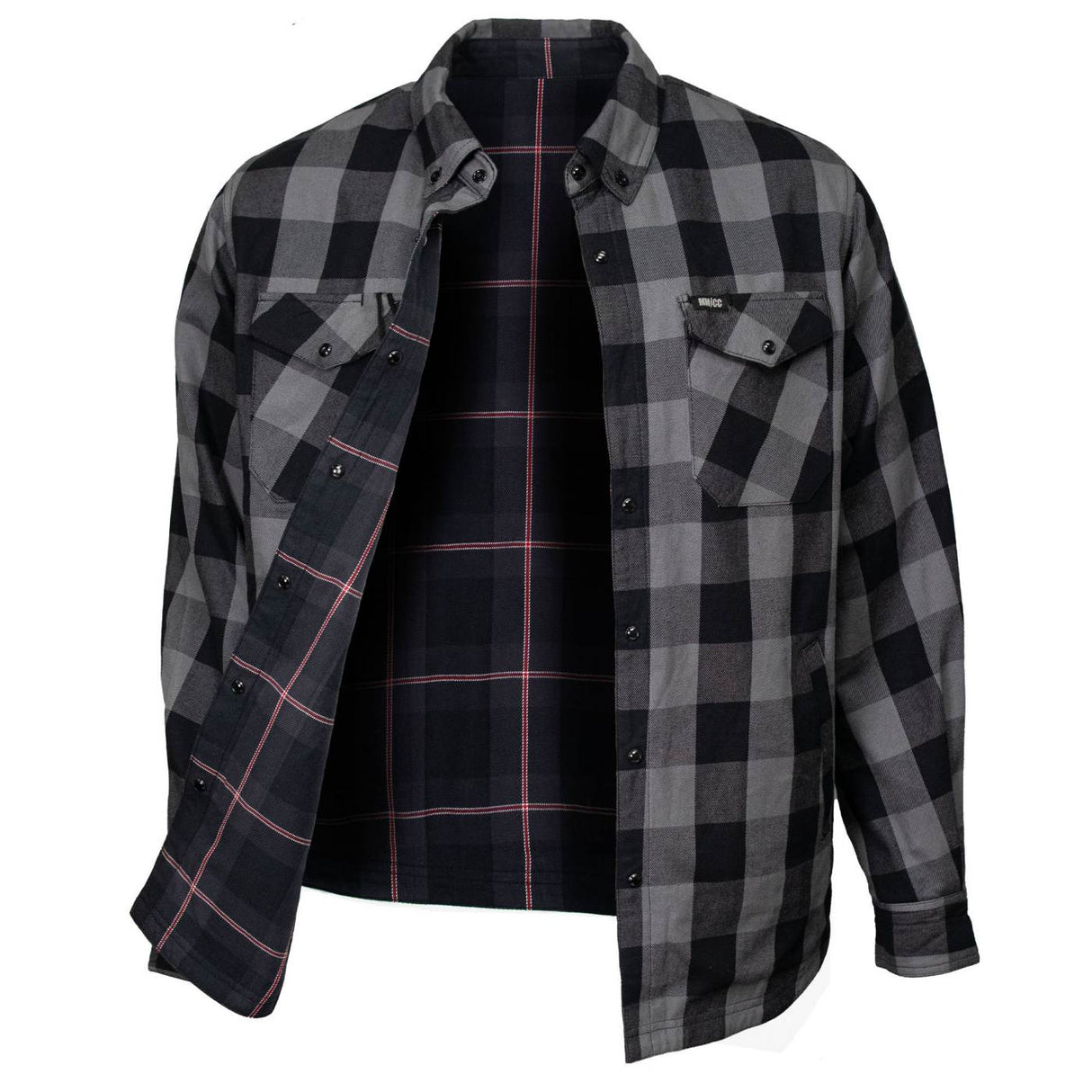 MMCC Men's Deadwood Reversible Flannel Shirt - 100% Cotton Snap Front Plaid w/ Chest and Hand Pockets - MNG11805