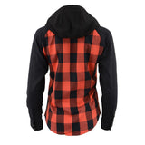 Women's "Euphoria" Black/Red Long Sleeve Cotton Flannel Shirt with Hoodie - MNG21602 - by Milwaukee Leather