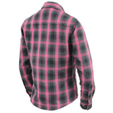 Women's "Marietta" Black/Pink Long Sleeve Cotton Flannel Shirt - MNG21604 - by Milwaukee Leather
