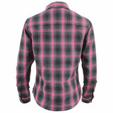 Women's "Marietta" Black/Pink Long Sleeve Cotton Flannel Shirt - MNG21604 - by Milwaukee Leather