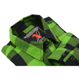 Women's "Luna" Black/Green Long Sleeve Cotton Flannel Shirt - MNG21606 - by Milwaukee Leather