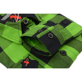Women's "Luna" Black/Green Long Sleeve Cotton Flannel Shirt - MNG21606 - by Milwaukee Leather