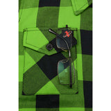 Women's "Luna" Black/Green Long Sleeve Cotton Flannel Shirt - MNG21606 - by Milwaukee Leather