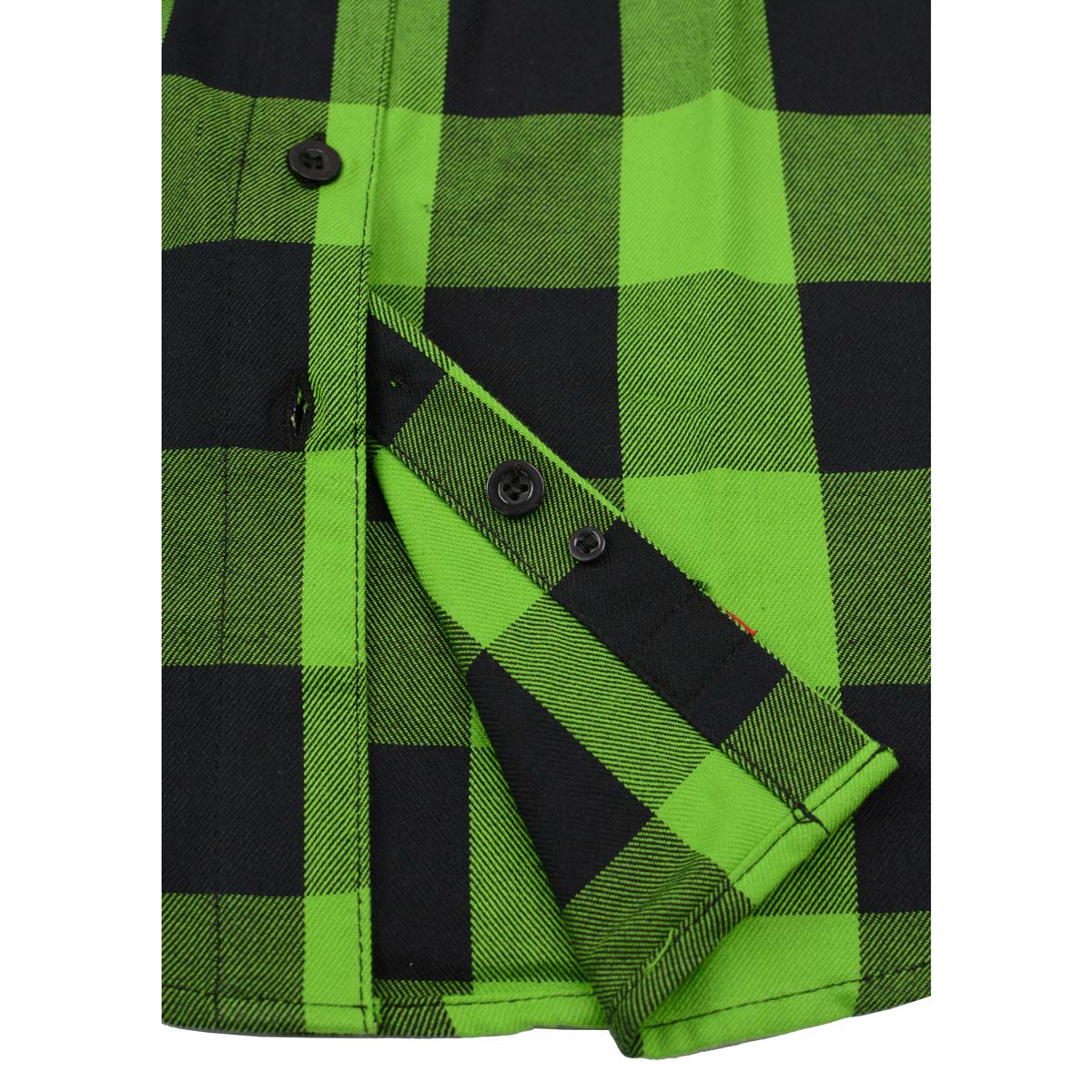 Women's "Luna" Black/Green Long Sleeve Cotton Flannel Shirt - MNG21606 - by Milwaukee Leather