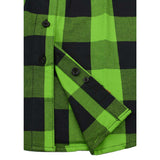 Women's "Luna" Black/Green Long Sleeve Cotton Flannel Shirt - MNG21606 - by Milwaukee Leather
