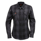 Women's "Juliette" Black/Gray Long Sleeve Cotton Flannel Shirt - MNG21608 - by Milwaukee Leather