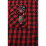 Milwaukee Leather MNG21609 Women's Casual Red and Black Long Sleeve Cotton Casual Flannel Shirt
