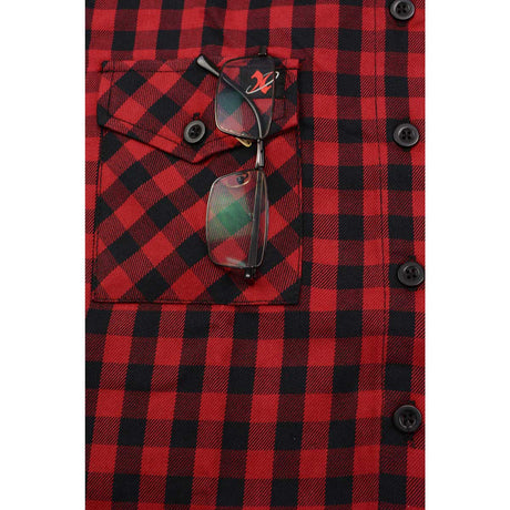 Milwaukee Leather MNG21609 Women's Casual Red and Black Long Sleeve Cotton Casual Flannel Shirt