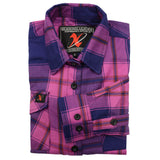 Milwaukee Leather MNG21610 Women's Pink, Blue and Maroon Long Sleeve Cotton Flannel Shirt