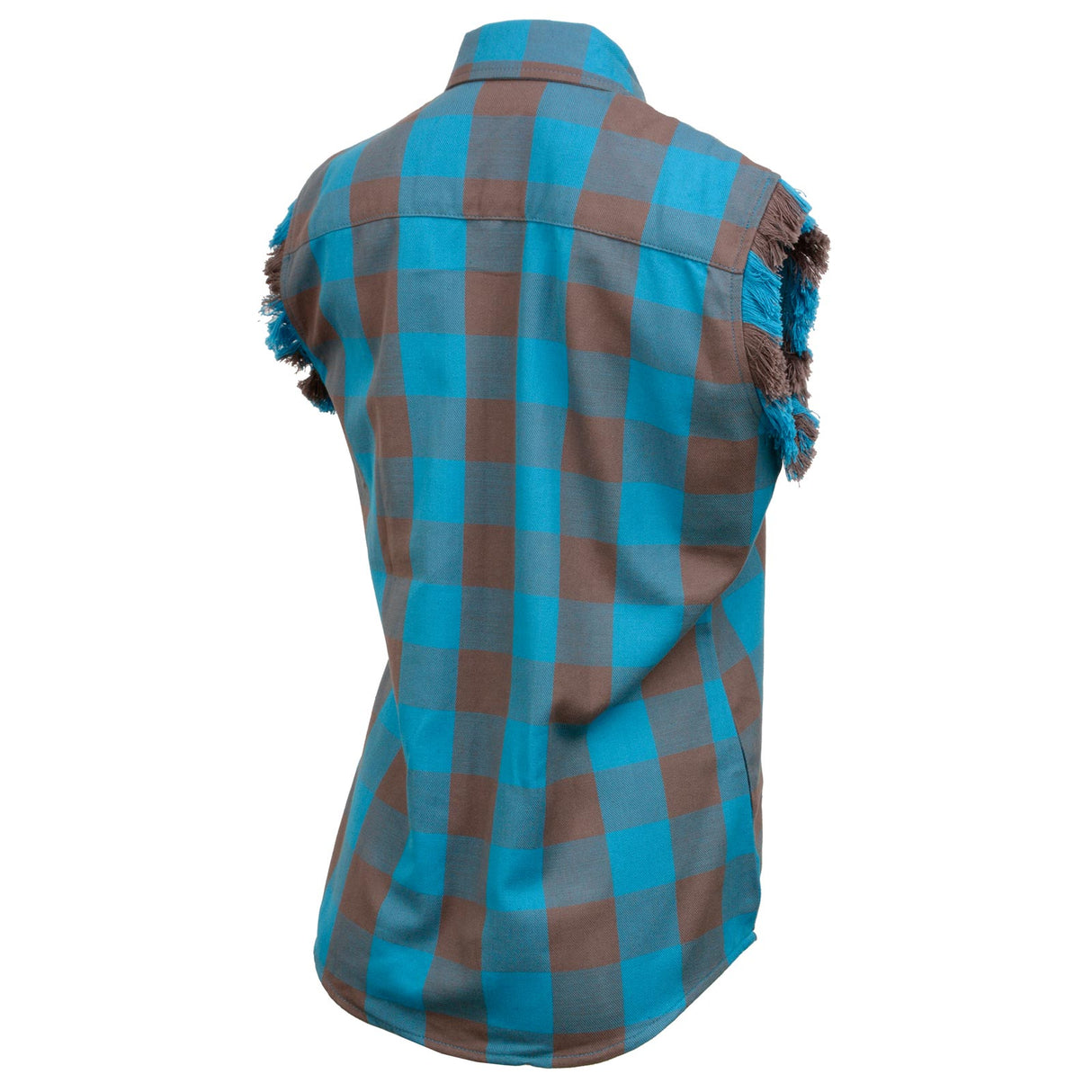 Women's "Blaze" Brown Sleeveless Flannel Shirt - MNG21623