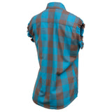 Women's "Blaze" Brown Sleeveless Flannel Shirt - MNG21623