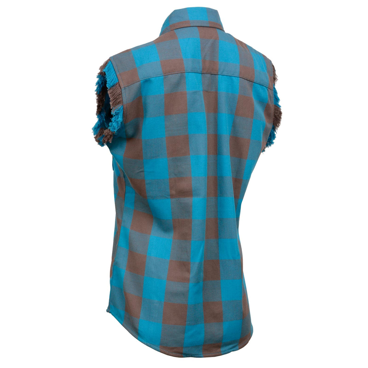 Women's "Blaze" Brown Sleeveless Flannel Shirt - MNG21623