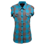 Women's "Blaze" Brown Sleeveless Flannel Shirt - MNG21623