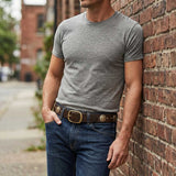 Milwaukee Leather Men's Cross Circle Brown Leather Belt w/ Interchangeable Buckle - 1.5 inches Wide - MP7127