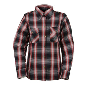 Milwaukee Leather MPL2604 Women’s Ember Flannel Biker Shirt - CE Approved Armor - Reinforced w/ Aramid Fiber