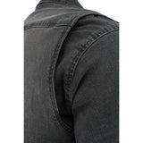 Milwaukee Leather MPM1620 Men's Black Flannel Biker Shirt w/ CE Approved Armor - Reinforced w/ Aramid Fibers