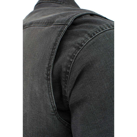 Milwaukee Leather MPM1620 Men's Black Flannel Biker Shirt w/ CE Approved Armor - Reinforced w/ Aramid Fibers