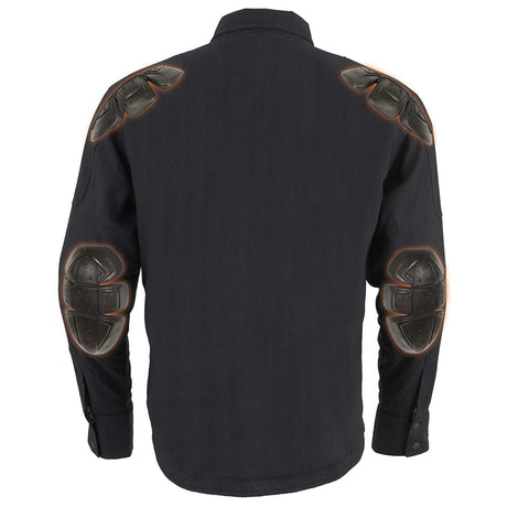Milwaukee Leather MPM1622 Men's Black Armored Denim Long Sleeve Shirt Reinforced w/ Aramid Fibers
