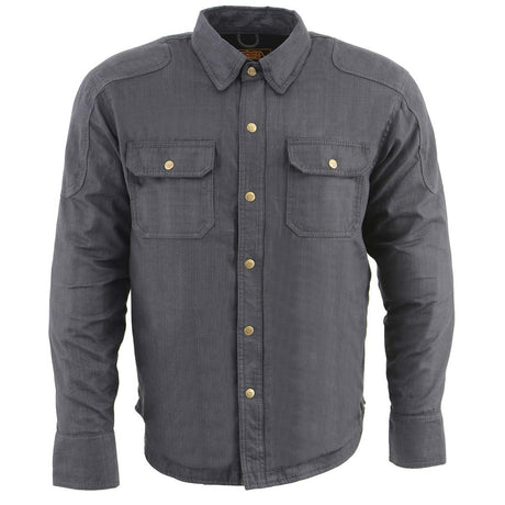 Milwaukee Leather MPM1622 Men's Black CE Armored Denim Long Sleeve Shirt Reinforced w/ Aramid Fibers