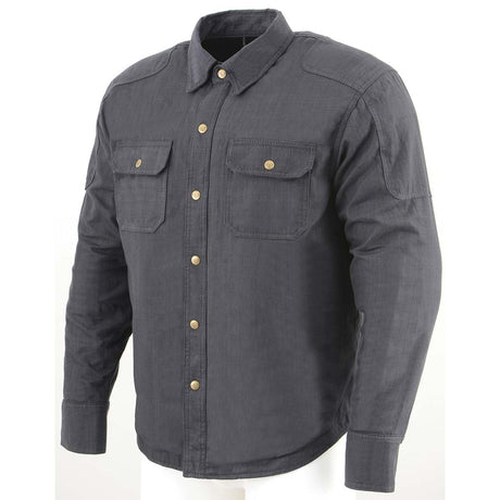Milwaukee Leather MPM1622 Men's Black Armored Denim Long Sleeve Shirt Reinforced w/ Aramid Fibers