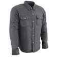 Milwaukee Leather MPM1622 Men's Black CE Armored Denim Long Sleeve Shirt Reinforced w/ Aramid Fibers