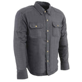 Milwaukee Leather MPM1622 Men's Black CE Armored Denim Long Sleeve Shirt Reinforced w/ Aramid Fibers