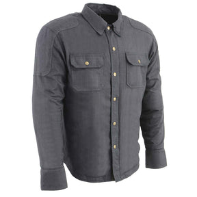 Milwaukee Leather MPM1622 Men's Black CE Armored Denim Long Sleeve Shirt Reinforced w/ Aramid Fibers