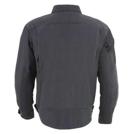 Milwaukee Leather MPM1623 Men's Black CE Armored Long Sleeve Biker Shirt Jacket Reinforced w/ Aramid Fibers